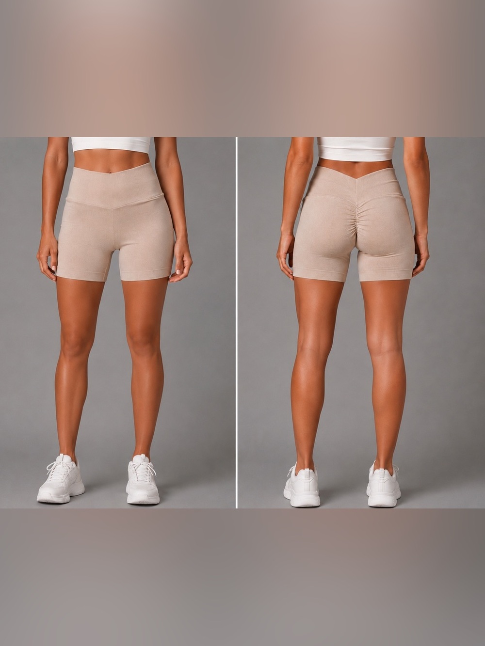 NWT Size S/M Stacci Athletics . High-Rise Seamless Bike Shorts in Taupe